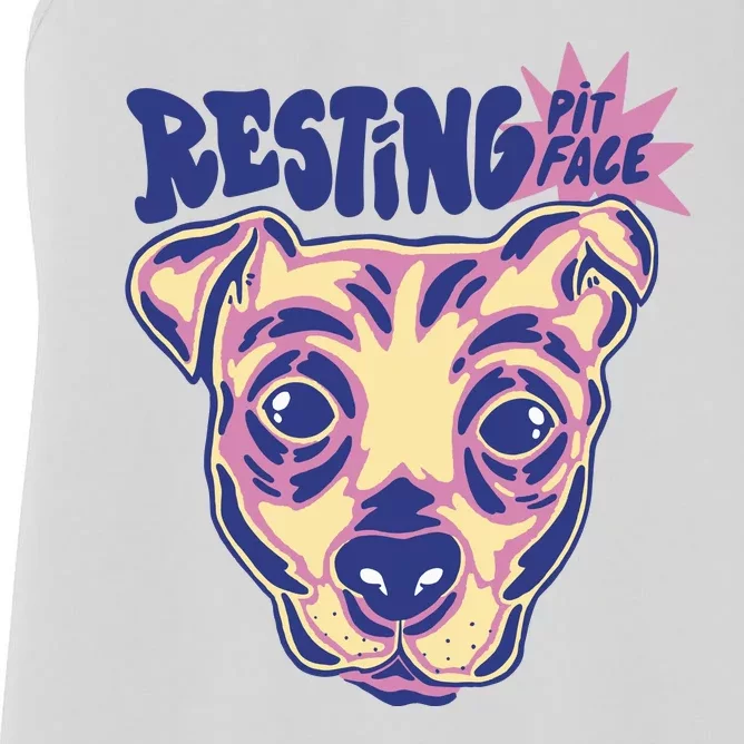 Resting Pit Face Funny Pit Bull Dog Women's Racerback Tank