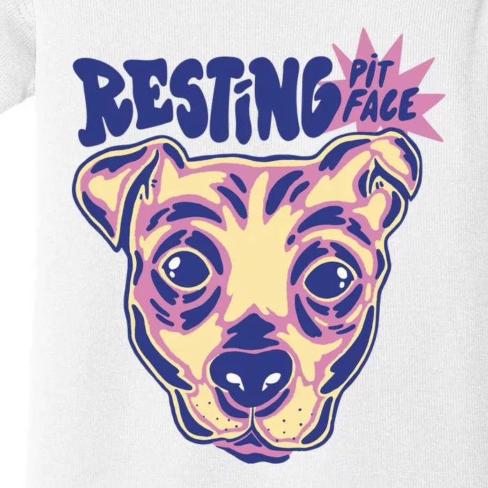 Resting Pit Face Funny Pit Bull Dog Baby Bodysuit