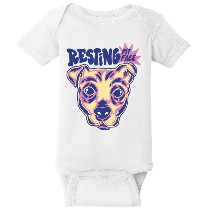 Resting Pit Face Funny Pit Bull Dog Baby Bodysuit