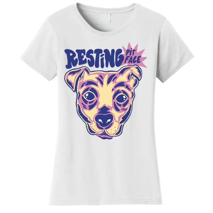 Resting Pit Face Funny Pit Bull Dog Women's T-Shirt