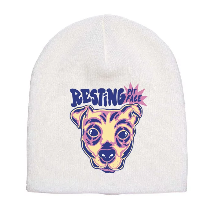 Resting Pit Face Funny Pit Bull Dog Short Acrylic Beanie