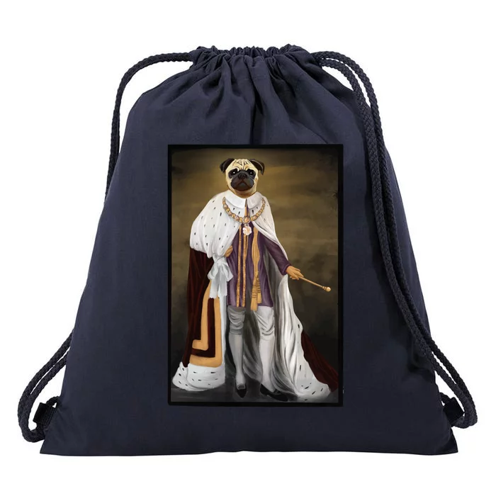 Royalty Pug Funny Drawstring Bag