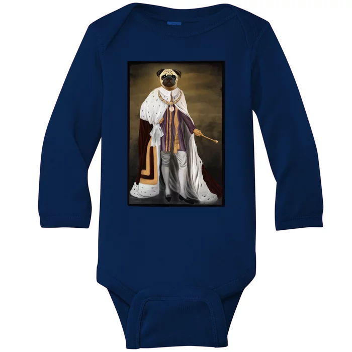 Royalty Pug Funny Baby Long Sleeve Bodysuit