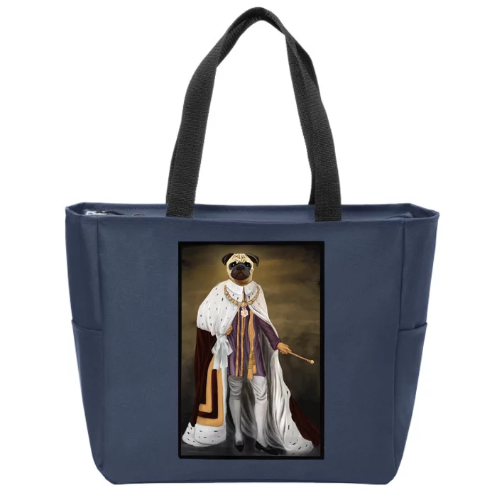 Royalty Pug Funny Zip Tote Bag