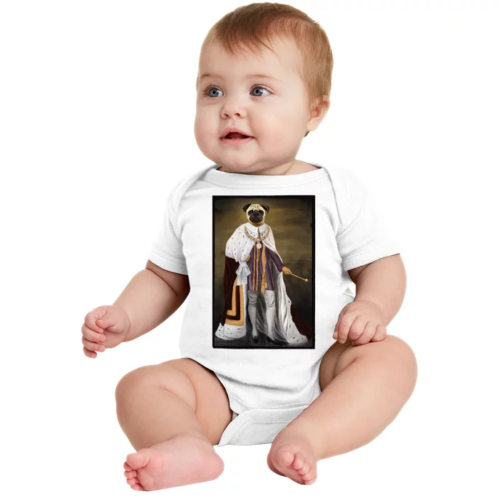 Royalty Pug Funny Baby Bodysuit