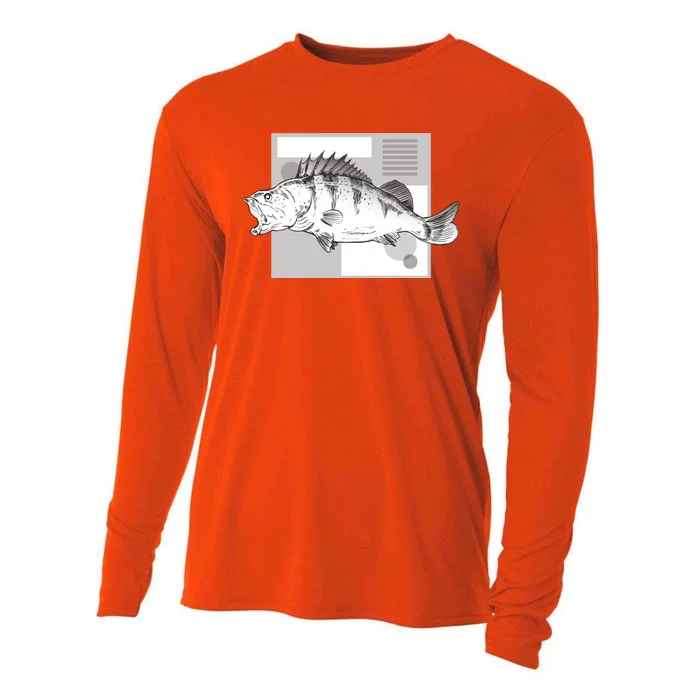 River Perch Fish Sketch Cooling Performance Long Sleeve Crew