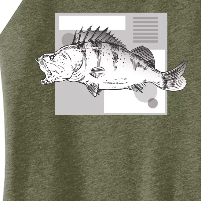 River Perch Fish Sketch Women’s Perfect Tri Rocker Tank