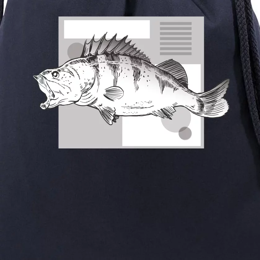 River Perch Fish Sketch Drawstring Bag