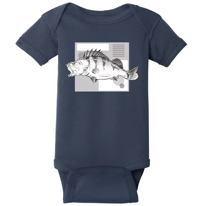 River Perch Fish Sketch Baby Bodysuit