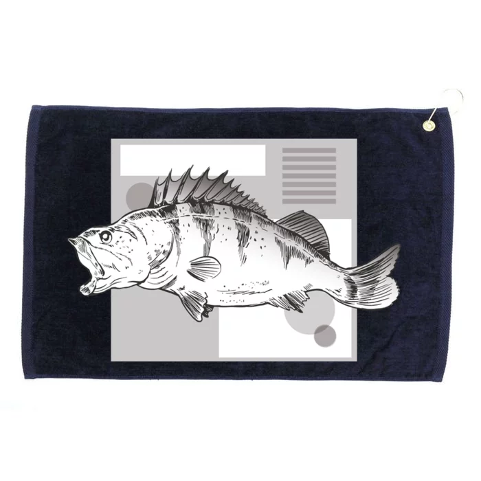 River Perch Fish Sketch Grommeted Golf Towel