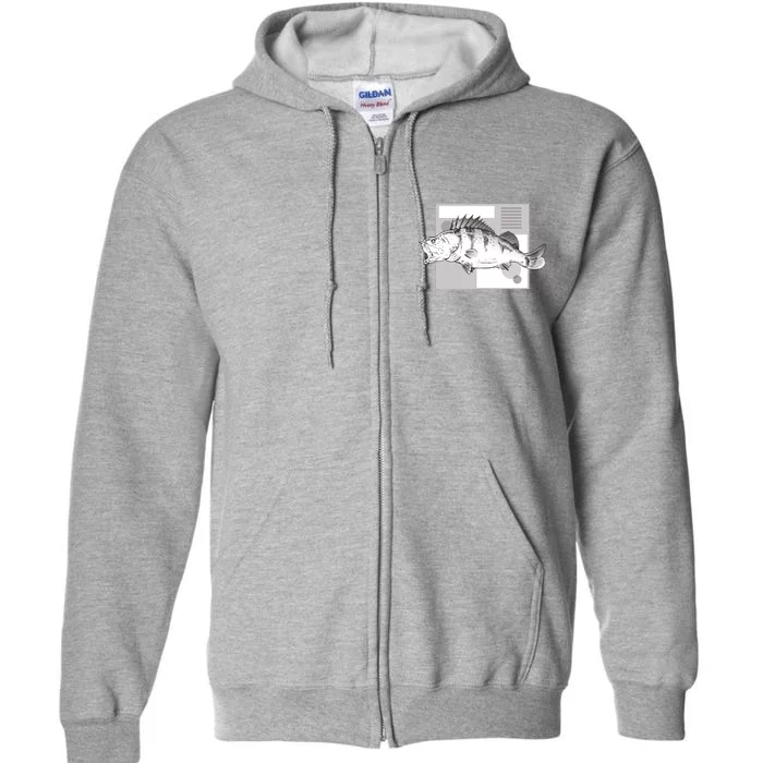 River Perch Fish Sketch Full Zip Hoodie