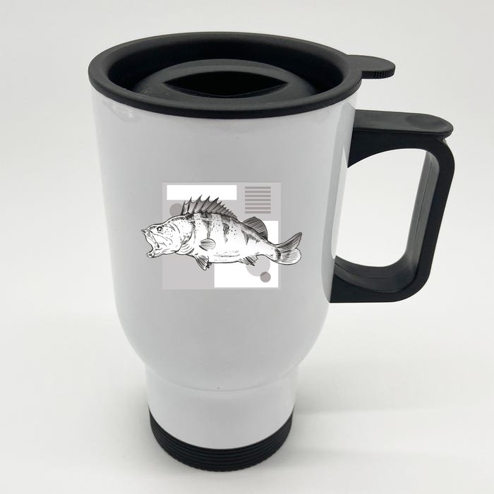 River Perch Fish Sketch Front & Back Stainless Steel Travel Mug