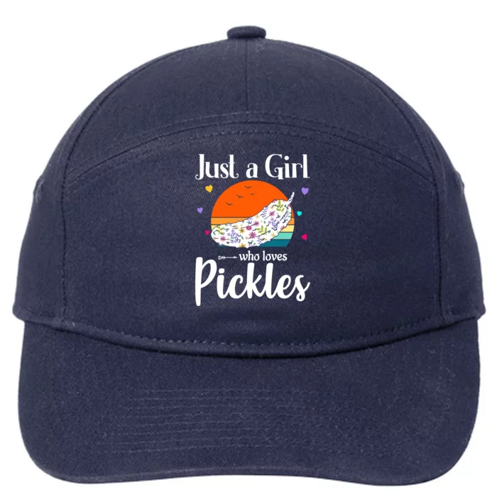 Retro Pickle Floral Design Just A Who Loves Pickles Gift 7-Panel Snapback Hat