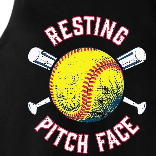 Resting Pitch Face Softball Ladies Tri-Blend Wicking Tank