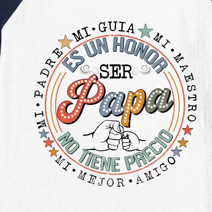 Retro Papa Fathers Day Spanish Baseball Sleeve Shirt