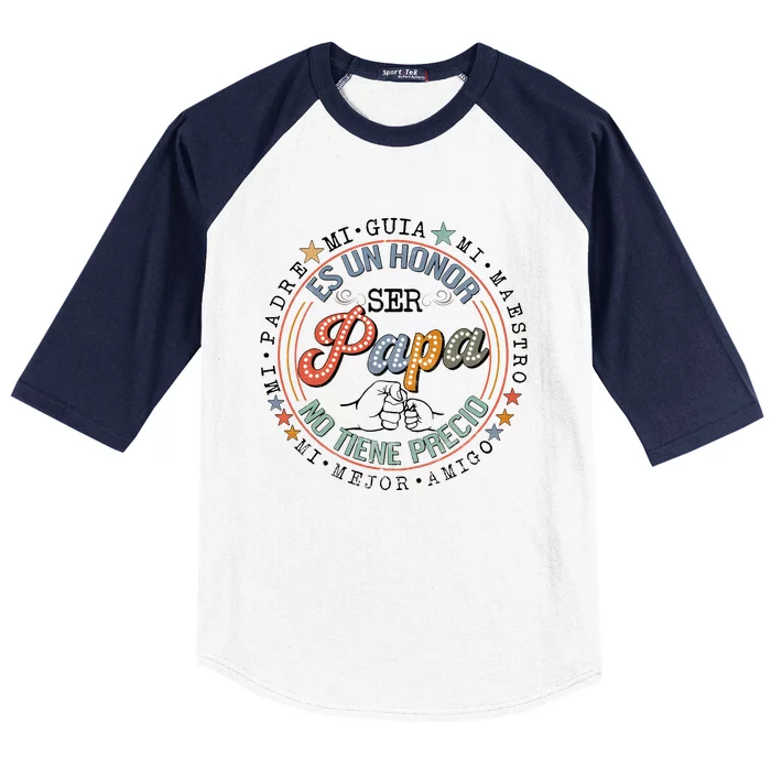 Retro Papa Fathers Day Spanish Baseball Sleeve Shirt