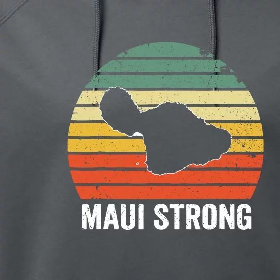 Retro Pray For Maui Hawaii Strong Gift Wildfire Lahaina Performance Fleece Hoodie