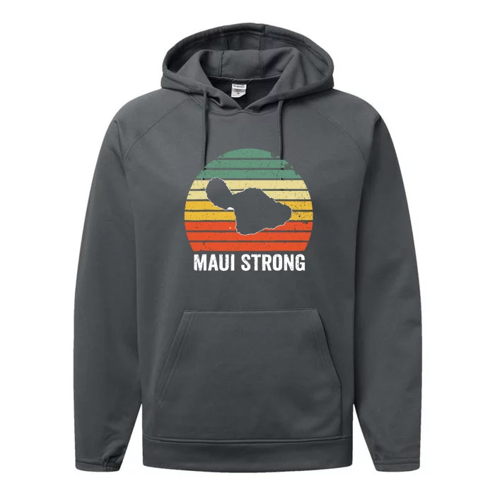 Retro Pray For Maui Hawaii Strong Gift Wildfire Lahaina Performance Fleece Hoodie