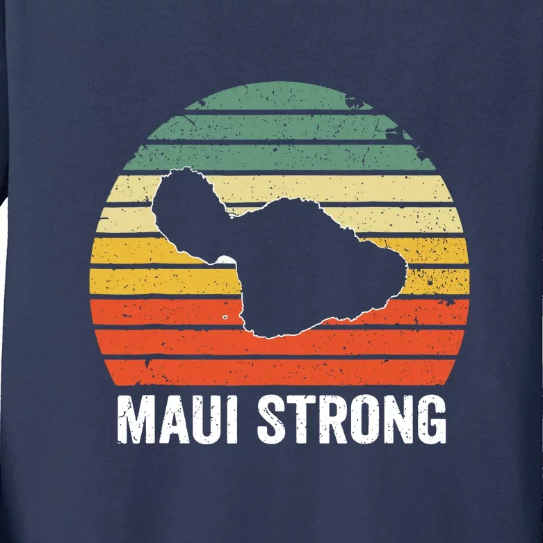 Retro Pray For Maui Hawaii Strong Gift Wildfire Lahaina Kids Long Sleeve Shirt