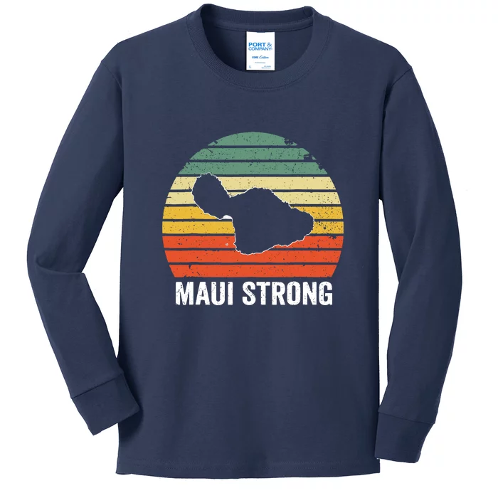 Retro Pray For Maui Hawaii Strong Gift Wildfire Lahaina Kids Long Sleeve Shirt