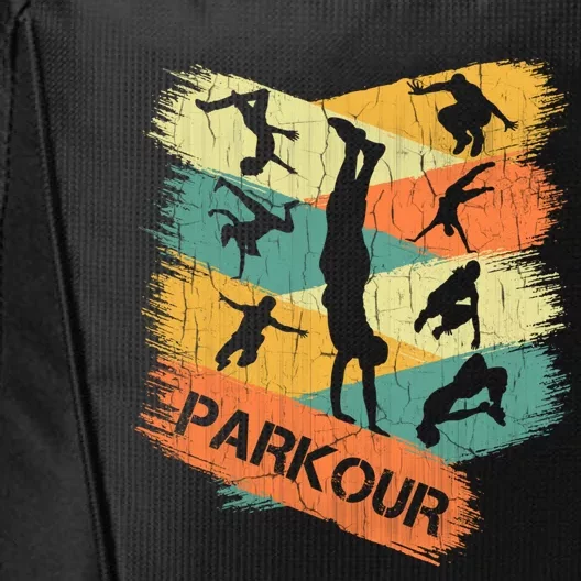 Retro Parkour For Boy Silhouette Vintage Free Running City Backpack