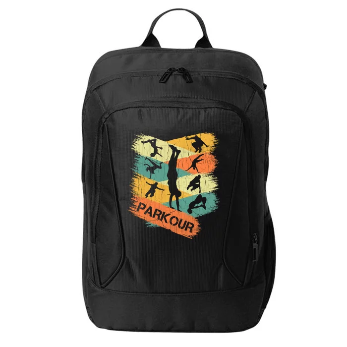 Retro Parkour For Boy Silhouette Vintage Free Running City Backpack