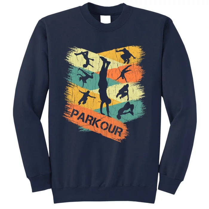 Retro Parkour For Boy Silhouette Vintage Free Running Tall Sweatshirt