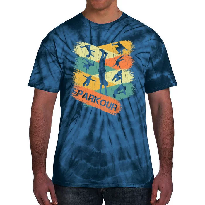 Retro Parkour For Boy Silhouette Vintage Free Running Tie-Dye T-Shirt