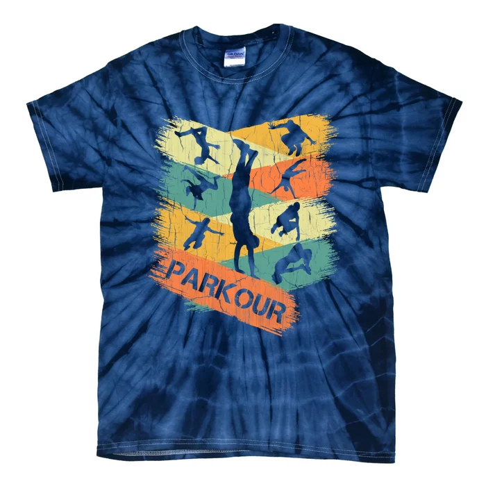 Retro Parkour For Boy Silhouette Vintage Free Running Tie-Dye T-Shirt