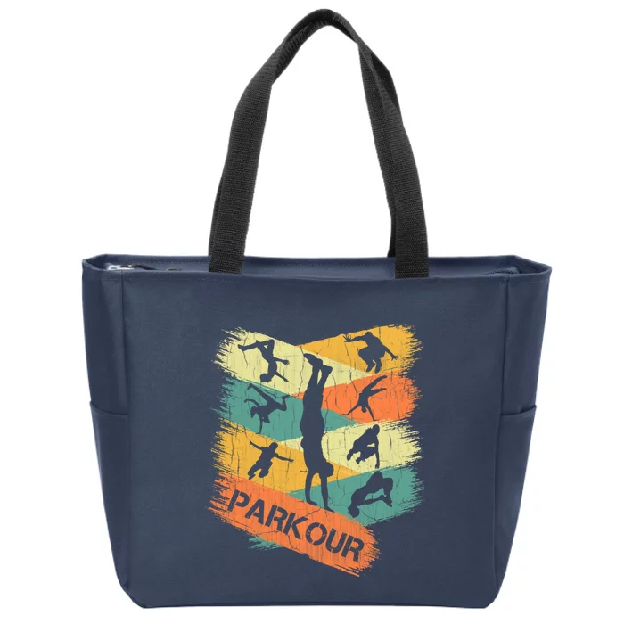 Retro Parkour For Boy Silhouette Vintage Free Running Zip Tote Bag