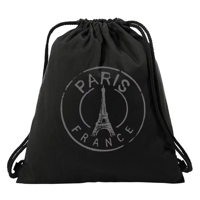 Retro Paris France Eiffel Tower Love Drawstring Bag