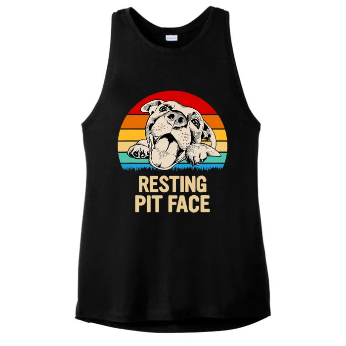 Resting Pit Face Ladies Tri-Blend Wicking Tank