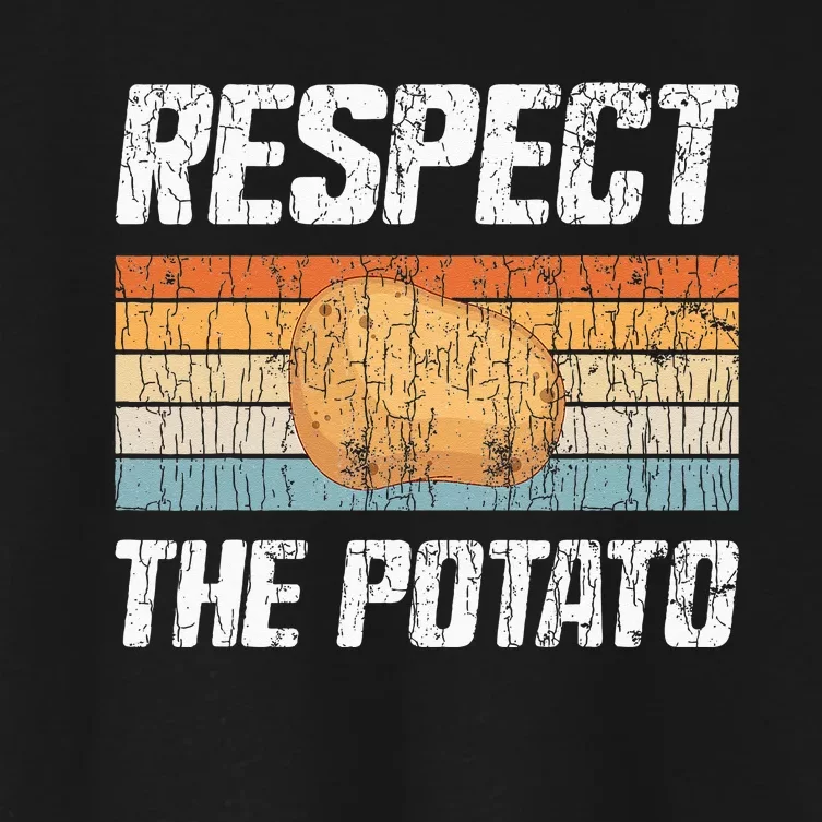 Respect Potato Funny Potatoes Vegetables Chips Eater Graphic Women's Crop Top Tee