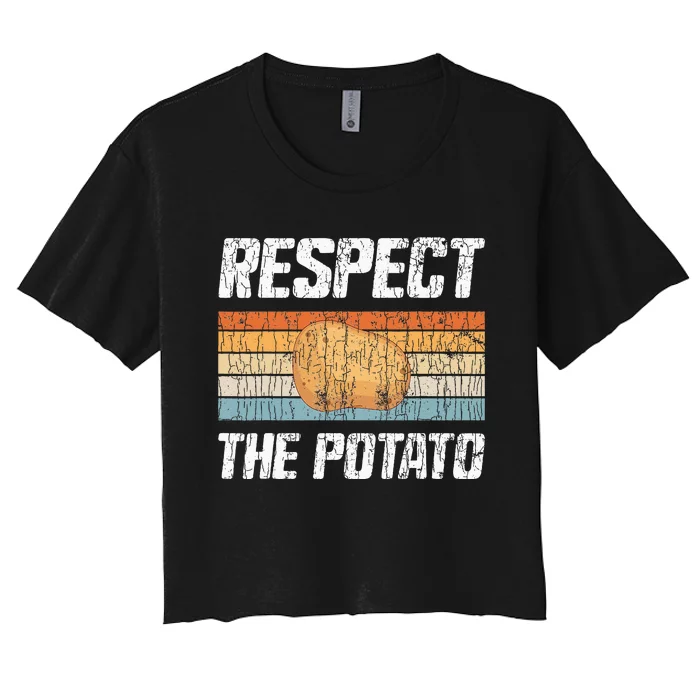 Respect Potato Funny Potatoes Vegetables Chips Eater Graphic Women's Crop Top Tee