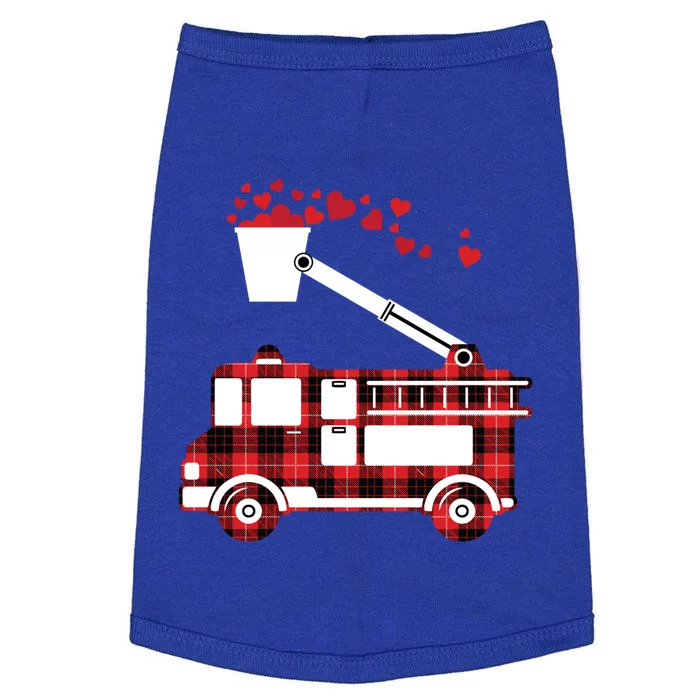 Red Plaid Fire Truck Funny Fire Valentines Day Gift Doggie Tank