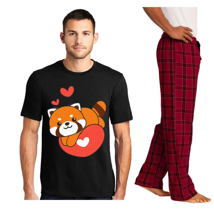 Red Panda For ValentineS Day Cute Animals With Hearts Pajama Set