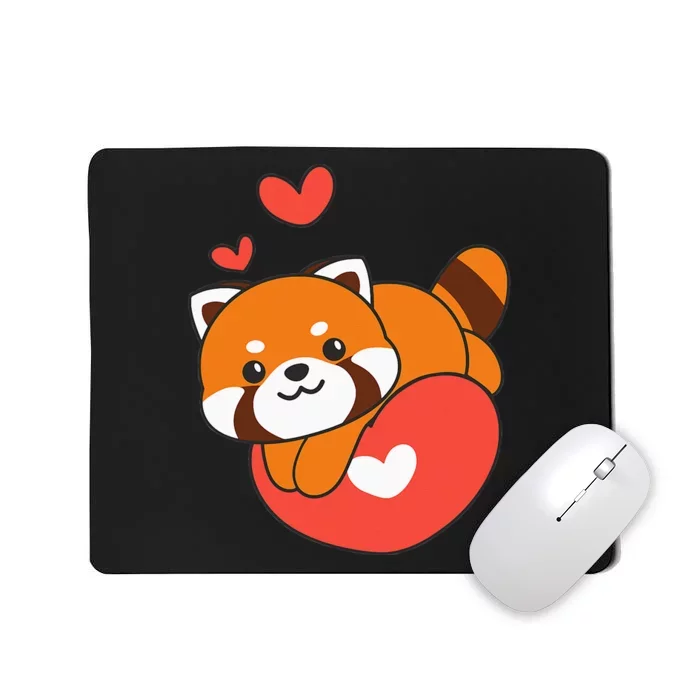 Red Panda For ValentineS Day Cute Animals With Hearts Mousepad