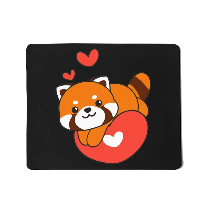 Red Panda For ValentineS Day Cute Animals With Hearts Mousepad