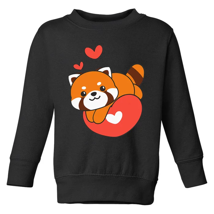 Red Panda For ValentineS Day Cute Animals With Hearts Toddler Sweatshirt