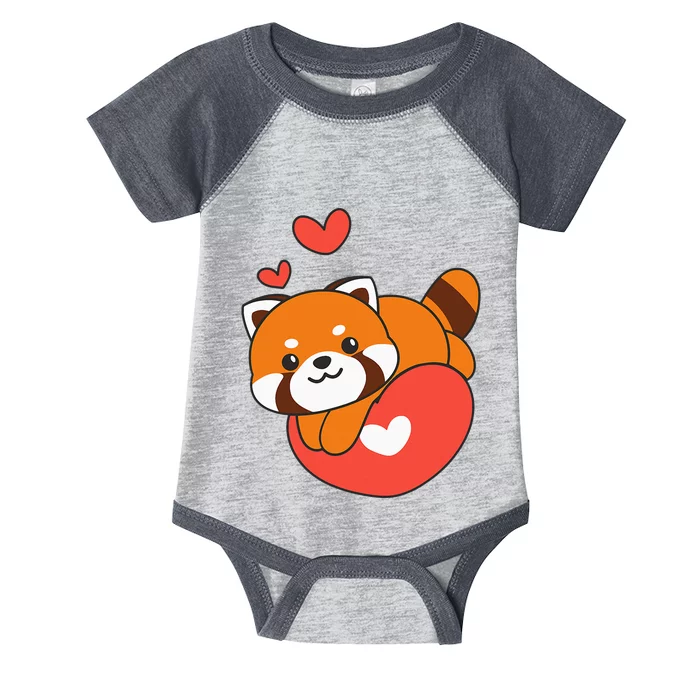 Red Panda For ValentineS Day Cute Animals With Hearts Infant Baby Jersey Bodysuit