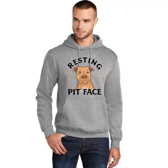 Resting Pit Face Cute Pit Bull Gift Tall Hoodie