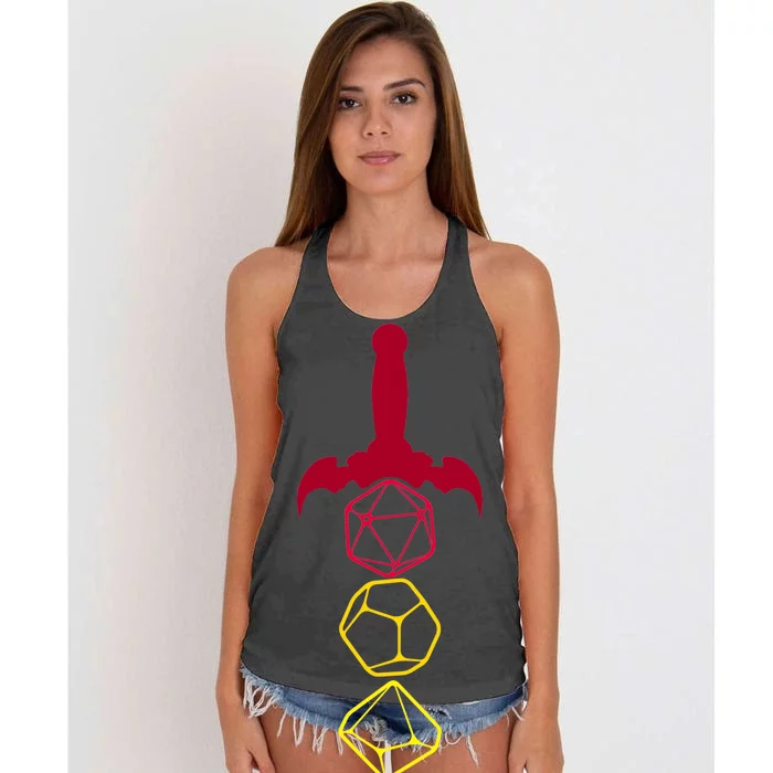 RPG Table Top Dice Sword Women's Knotted Racerback Tank