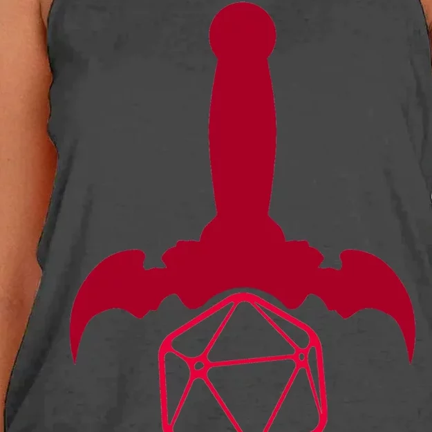 RPG Table Top Dice Sword Women's Knotted Racerback Tank