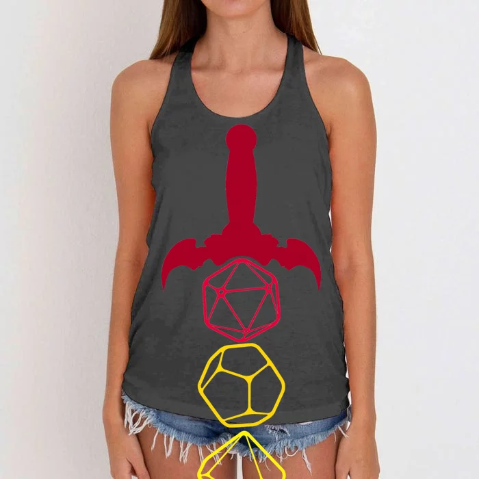 RPG Table Top Dice Sword Women's Knotted Racerback Tank