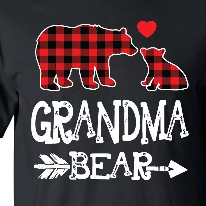 Red Plaid Grandma Bear Christmas Pajama Matching Family Tall T-Shirt