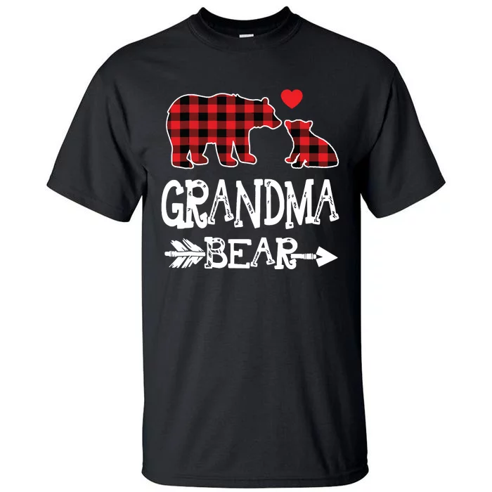 Red Plaid Grandma Bear Christmas Pajama Matching Family Tall T-Shirt