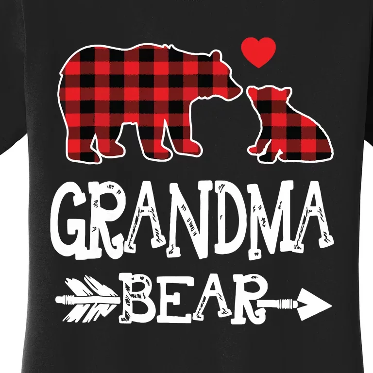 Red Plaid Grandma Bear Christmas Pajama Matching Family Women's T-Shirt