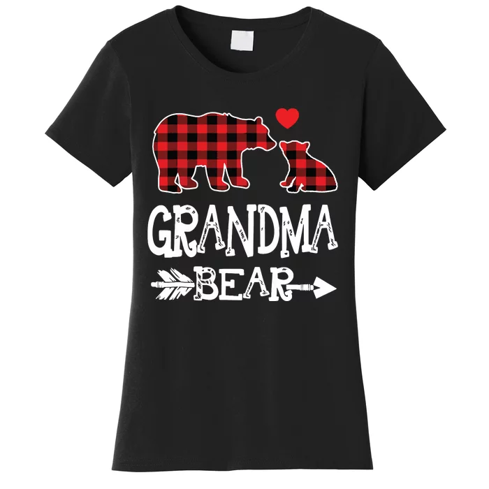 Red Plaid Grandma Bear Christmas Pajama Matching Family Women's T-Shirt