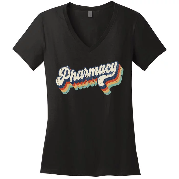 Retro Pharmacy Graduation Pharmacology School Grad Student Women's V-Neck T-Shirt