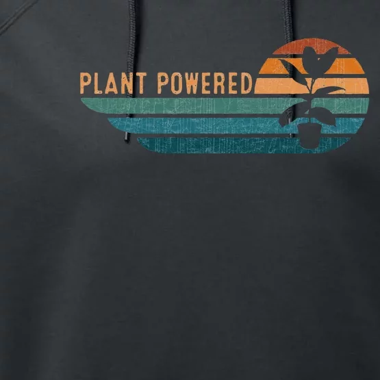 Retro Plants Graphic Vegetarian Vegan Plant Powered Performance Fleece Hoodie